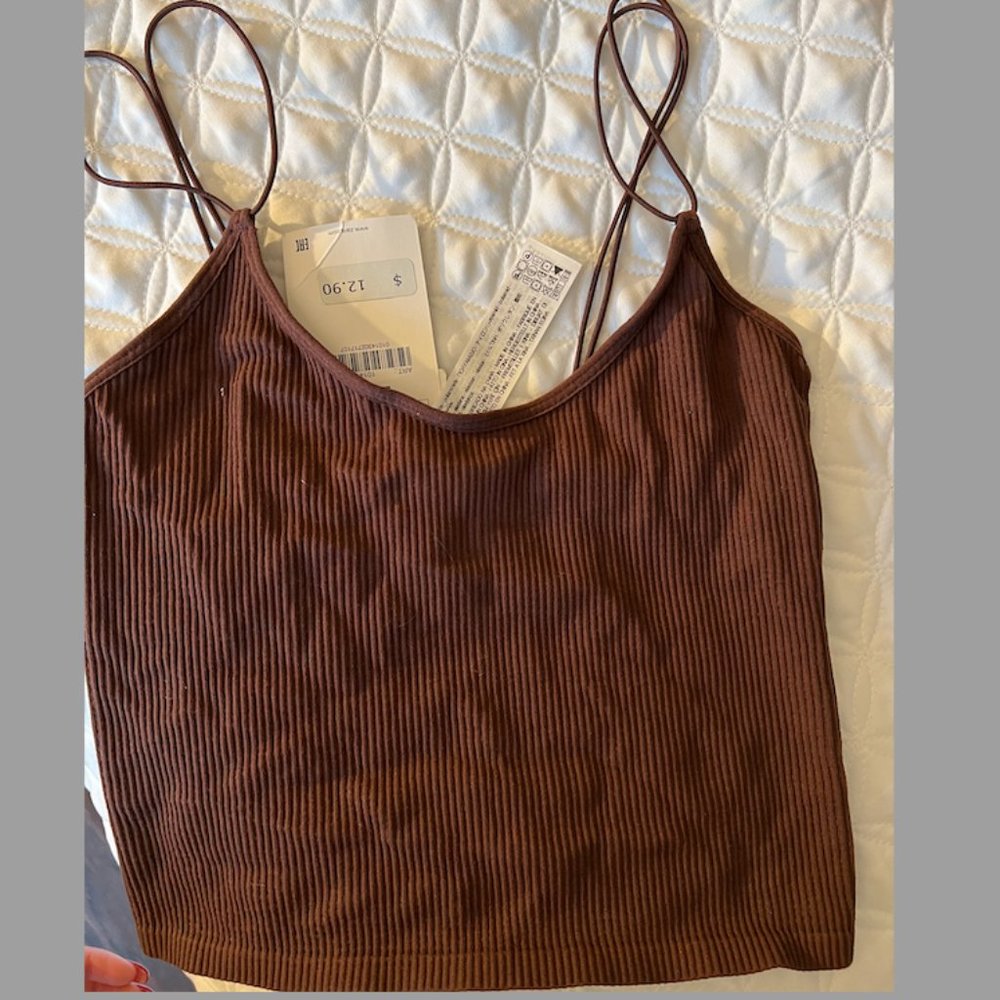 Zara Ribbed Brown Strap Cami
